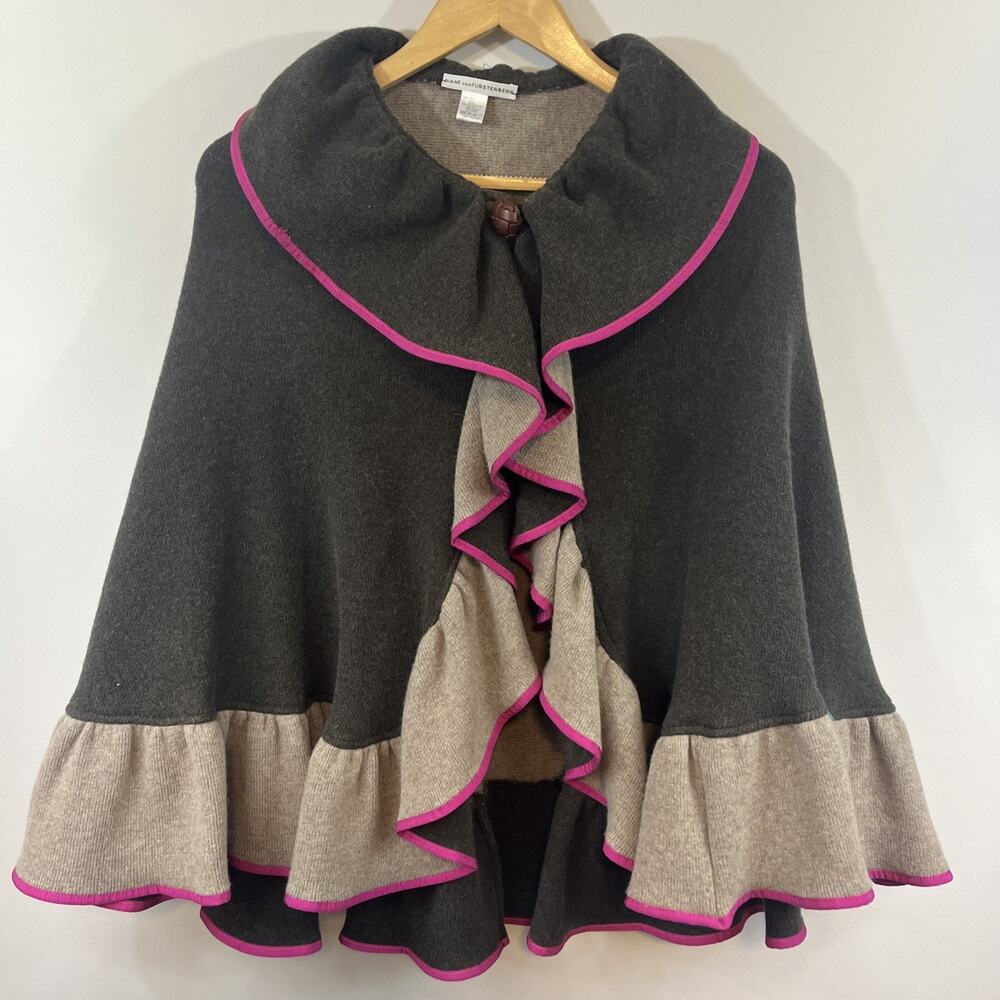Diane‎ von furstenberg Cape Small/Medium Brown Pink Wool Blend